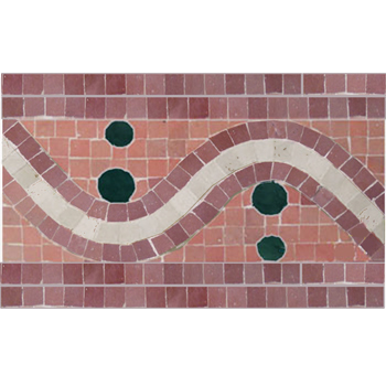 Mosaic House Moroccan tile Sakia Custom 21-22-11-24 Pink Light Pink Beige Sea Green  zellige, mosaic, zellij, border, glaze, playful, circles 